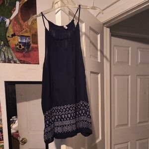 Old Navy Navy Blue Tank Top with White Pattern